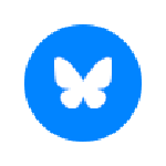 White butterfly icon on blue circle background.