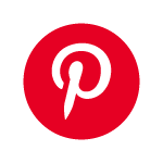 Pinterest logo, red circle with white P