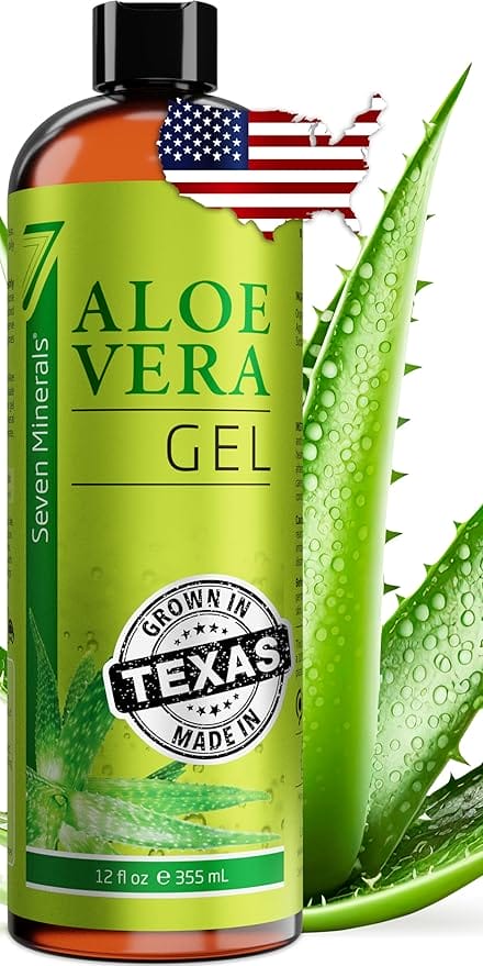 Aloe Vera Gel bottle with Texas origin label.