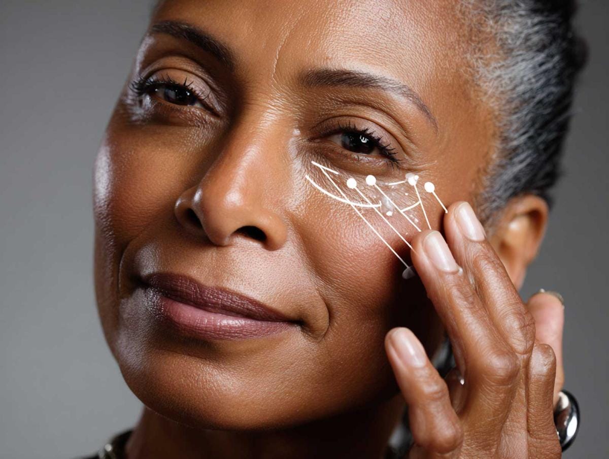 Person applying anti-aging cream on face