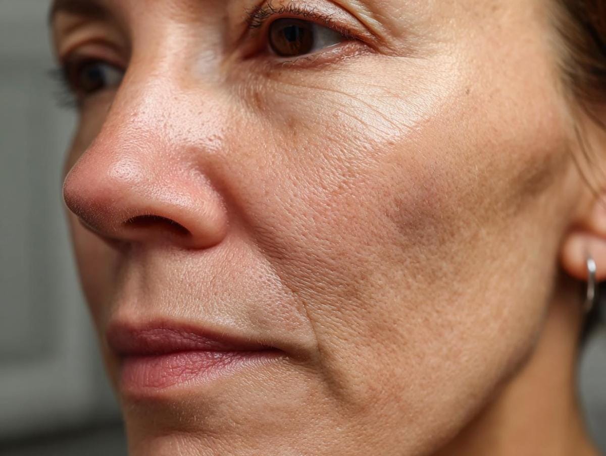 Close-up of woman's skin texture.