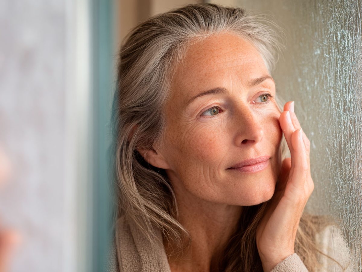 Woman gazing thoughtfully out window