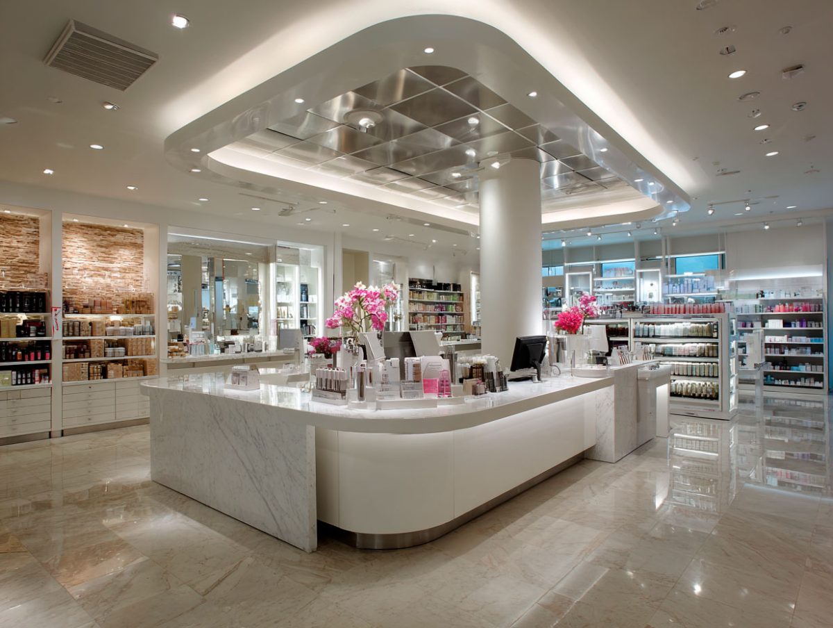 Modern cosmetic store interior with elegant design